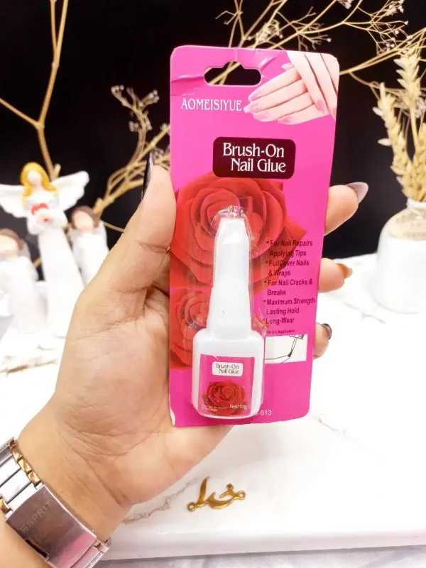 چسپ ناخن فرچه دار برند Brush_On  Nail Glue کد AM_613