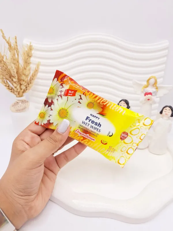 دستمال مرطوب اسانس میوه ای HAPPY Fresh WET WIPES 15 تایی کد 6273